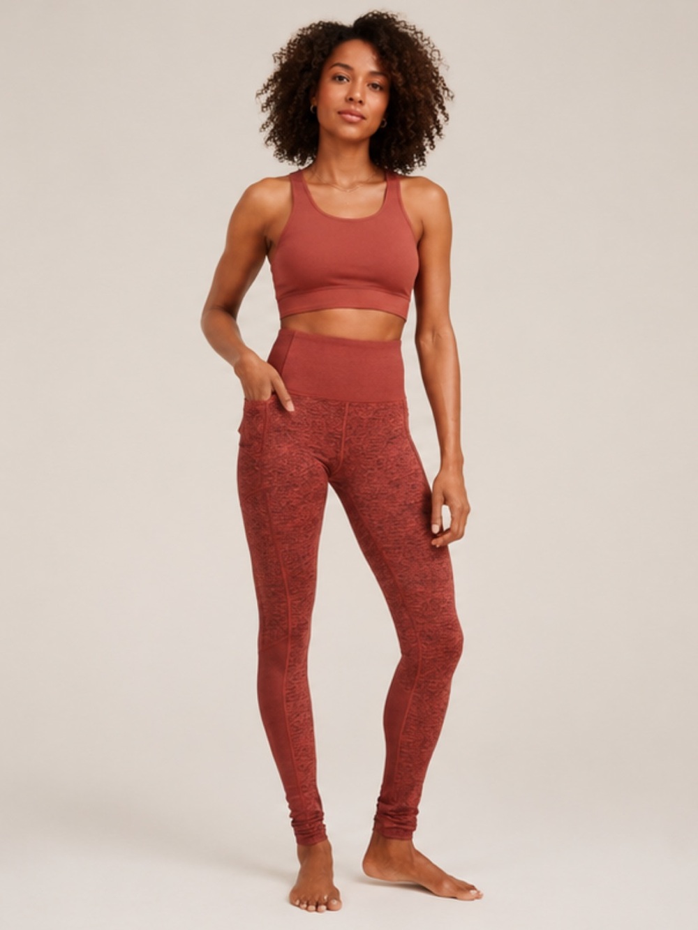 Athleta Exhale Stash Pocket Heel Tight SoftLuxe Antique Burgundy Size ST